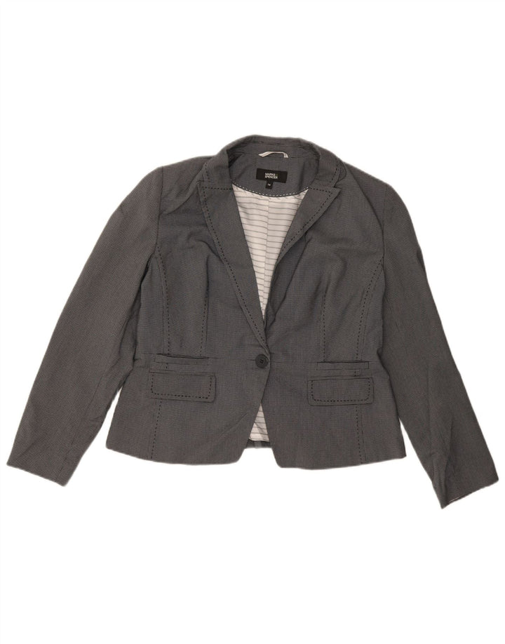 Jaqueta blazer feminina de 1 botão Marks & Spencer Reino Unido 14 xadrez cinza médio