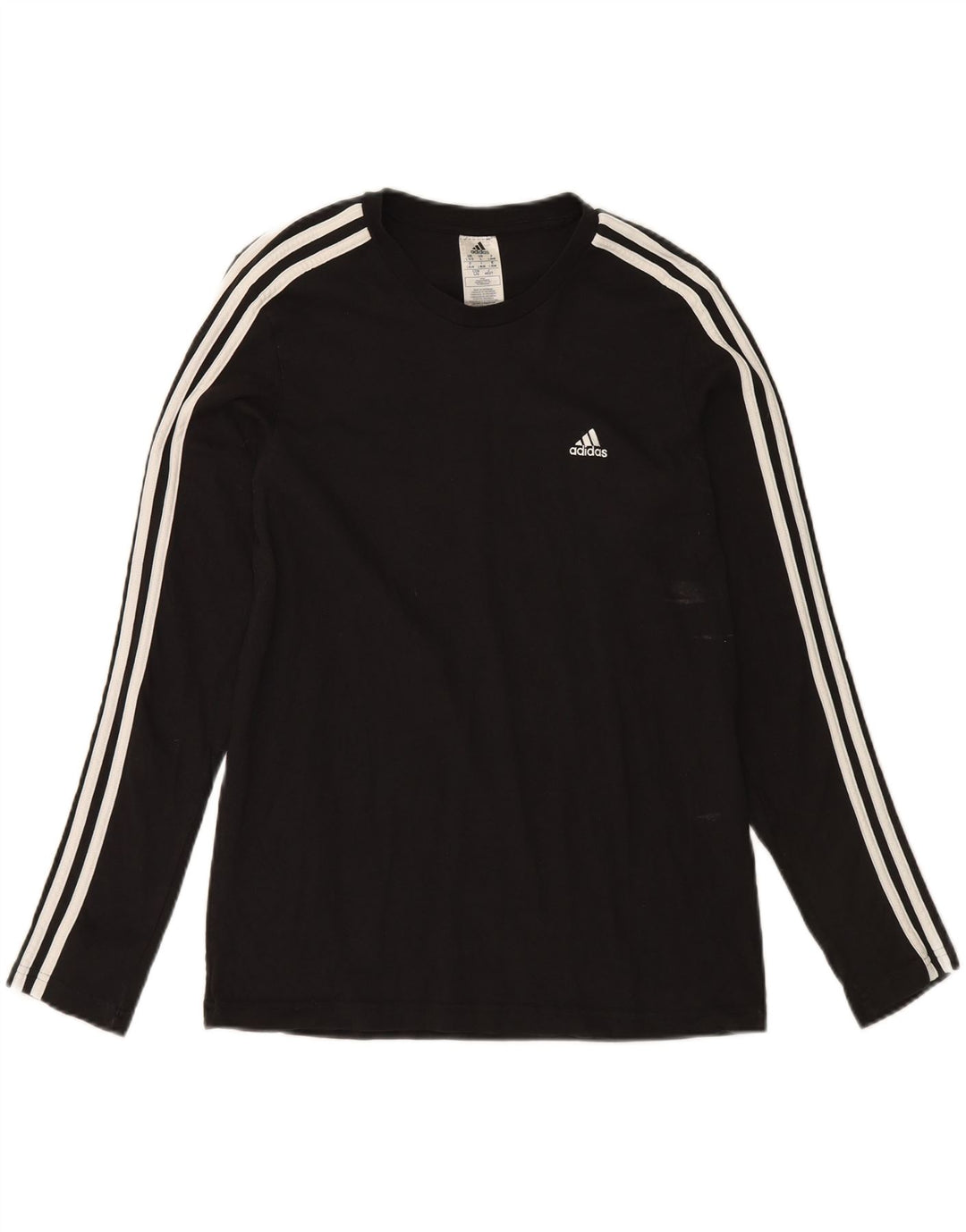 ADIDAS Womens Top Manga Longa Reino Unido 16/18 Grande Algodão Preto