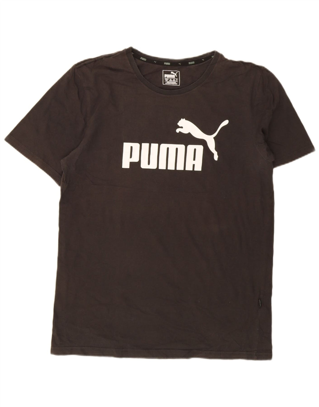 Puma Mens Graphic T-Shirt Top Médio Algodão Preto