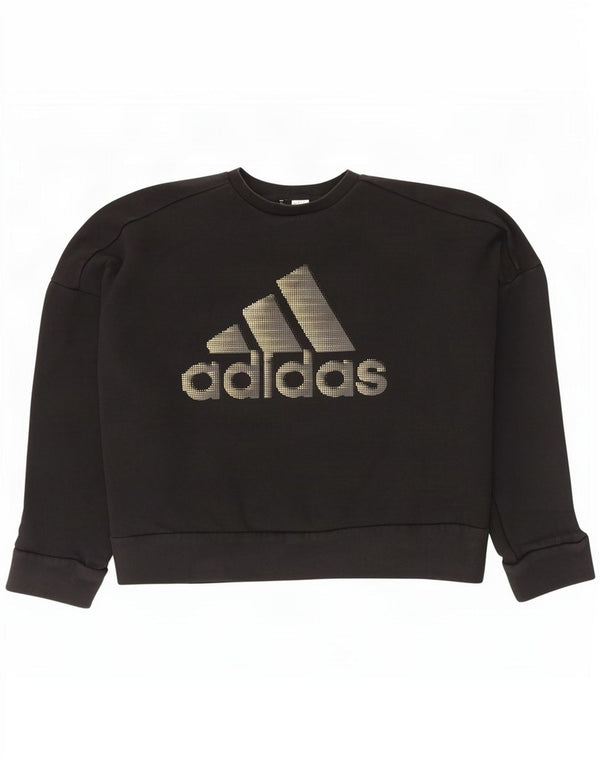Adidas feminino gráfico oversized moletom jumper reino unido 20/22 XL algodão preto