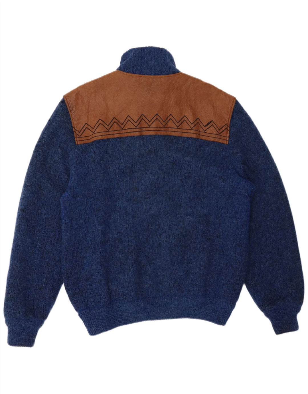 Suéter cardigã masculino LAMBERS grande lã colorblock azul
