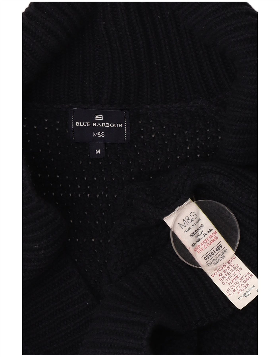 Suéter cardigã masculino MARKS & SPENCER algodão azul marinho médio