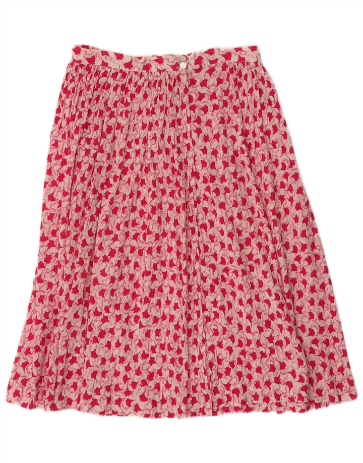 VINTAGE Womens Pleated Skirt W28 Medium Pink Floral