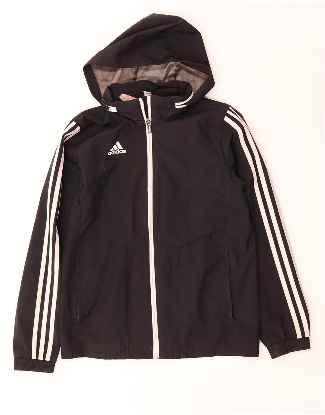 Casaco de chuva com capuz Adidas Boys 11-12 anos preto poliéster