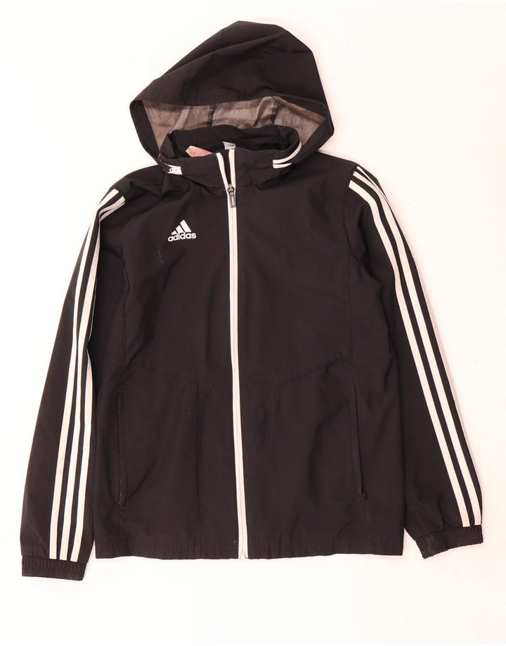 Casaco de chuva com capuz Adidas Boys 11-12 anos preto poliéster