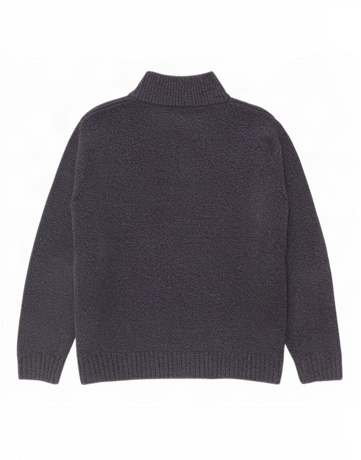 Suéter masculino Marks & Spencer com gola com botão grande azul marinho salpicado