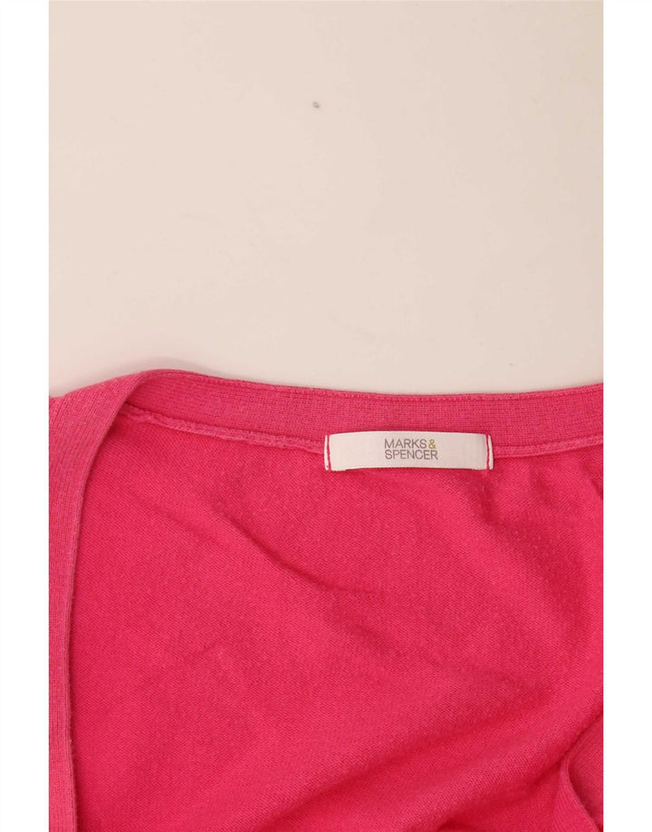 Suéter cardigã feminino de manga curta Marks & Spencer Reino Unido 14 rosa médio