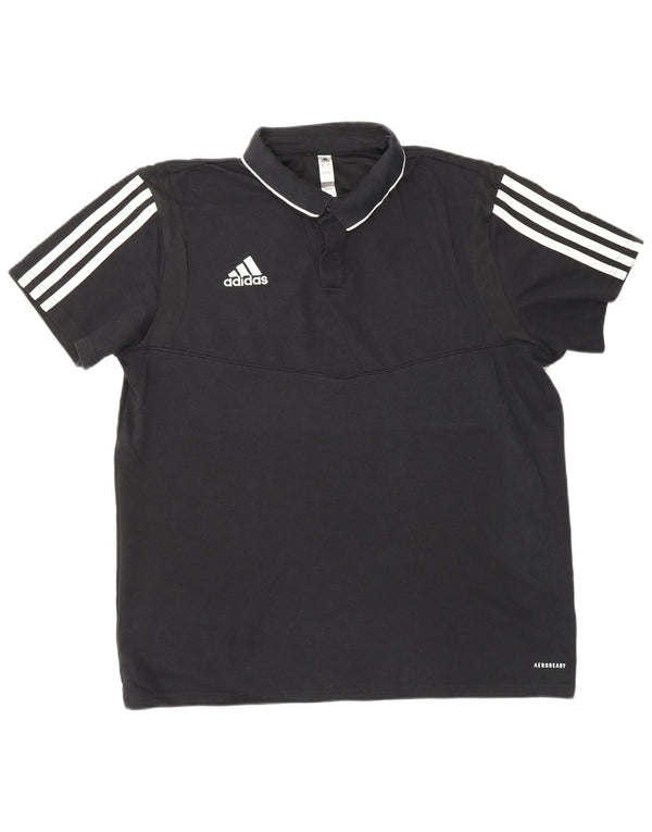 Camisa polo masculina ADIDAS Aeroready grande algodão preto