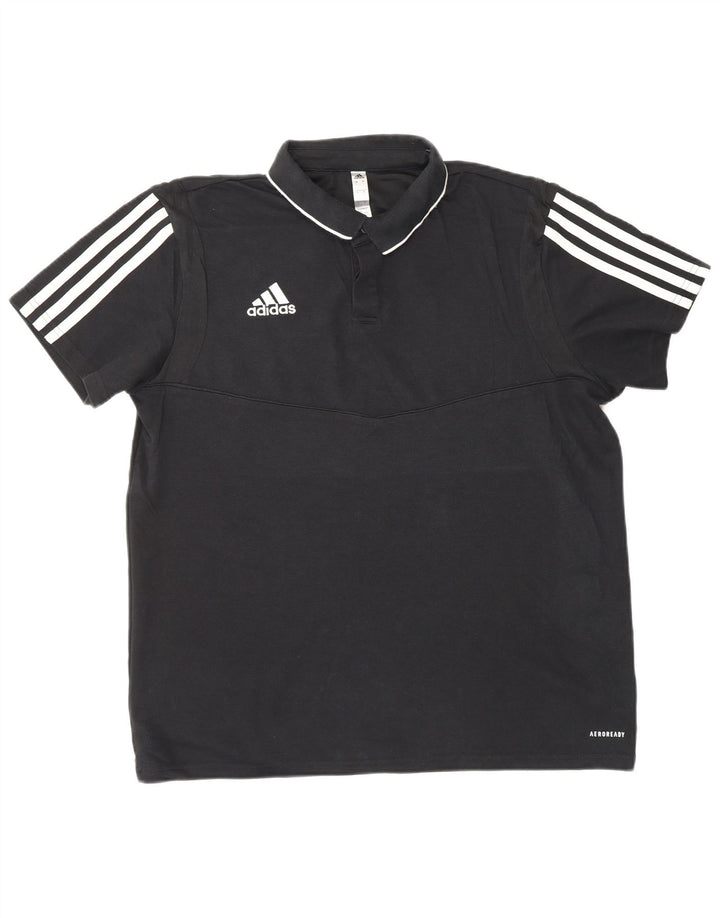Camisa polo masculina ADIDAS Aeroready grande algodão preto