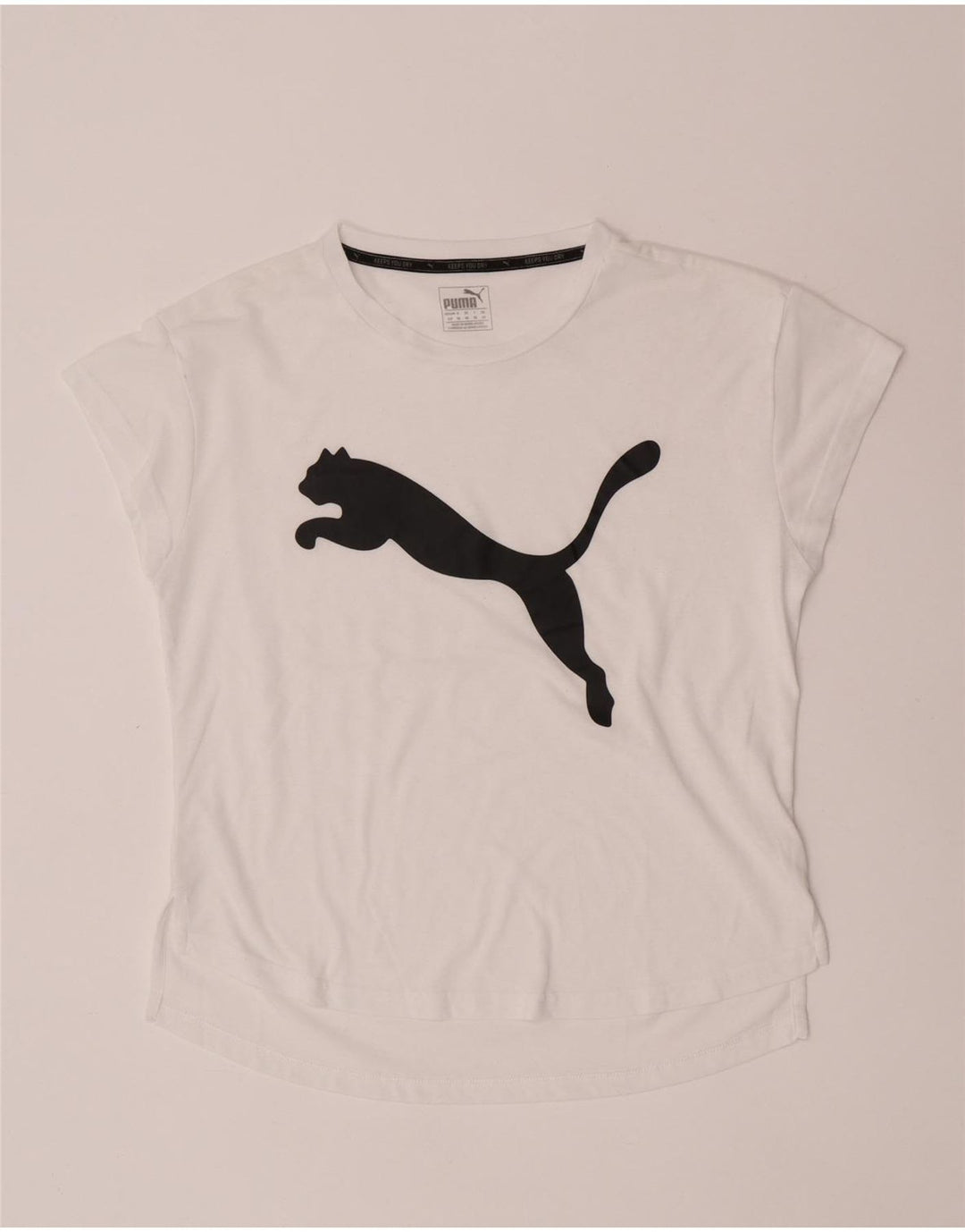 Camiseta feminina Puma Loose Fit Graphic Top UK 10 Pequena Branca