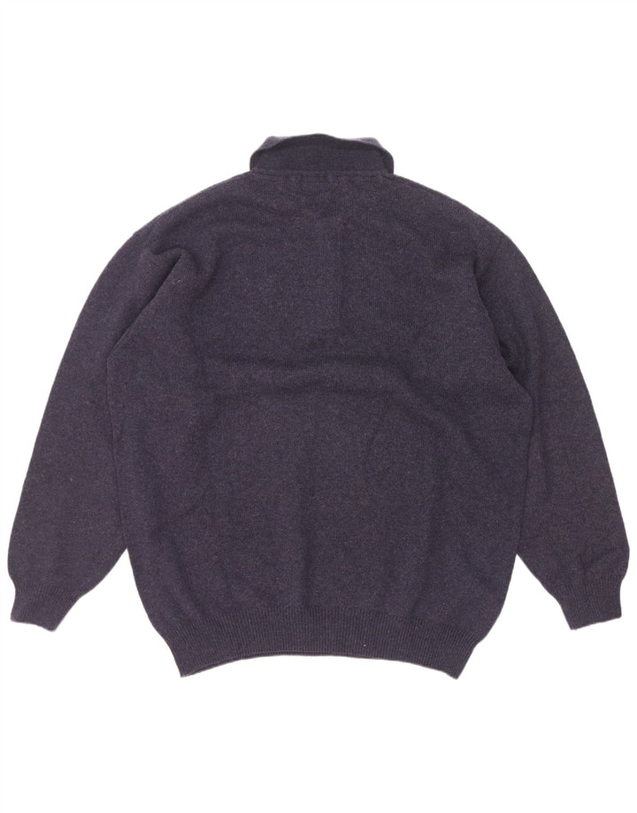 Suéter masculino Murphy & Nye com gola polo 2XL lã azul marinho