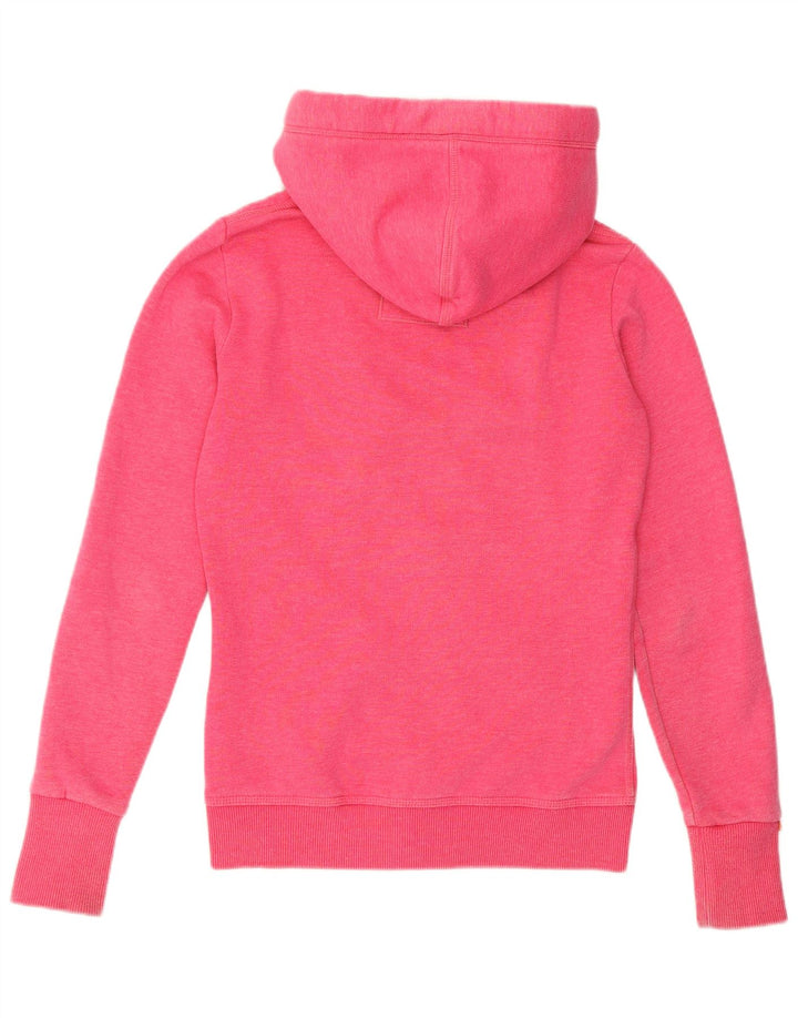 Suéter feminino com capuz e zíper SUPERDRY Reino Unido 6 XS algodão rosa