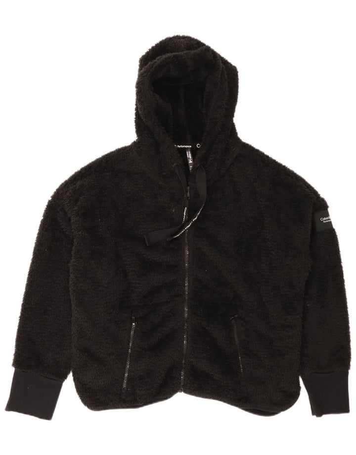Jaqueta feminina de lã com capuz e capuz Calvin Klein UK 18 XL preto poliéster