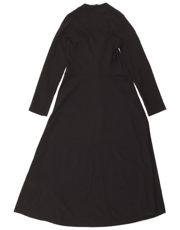 Vestido maxi feminino Zara manga comprida UK 4 XS preto