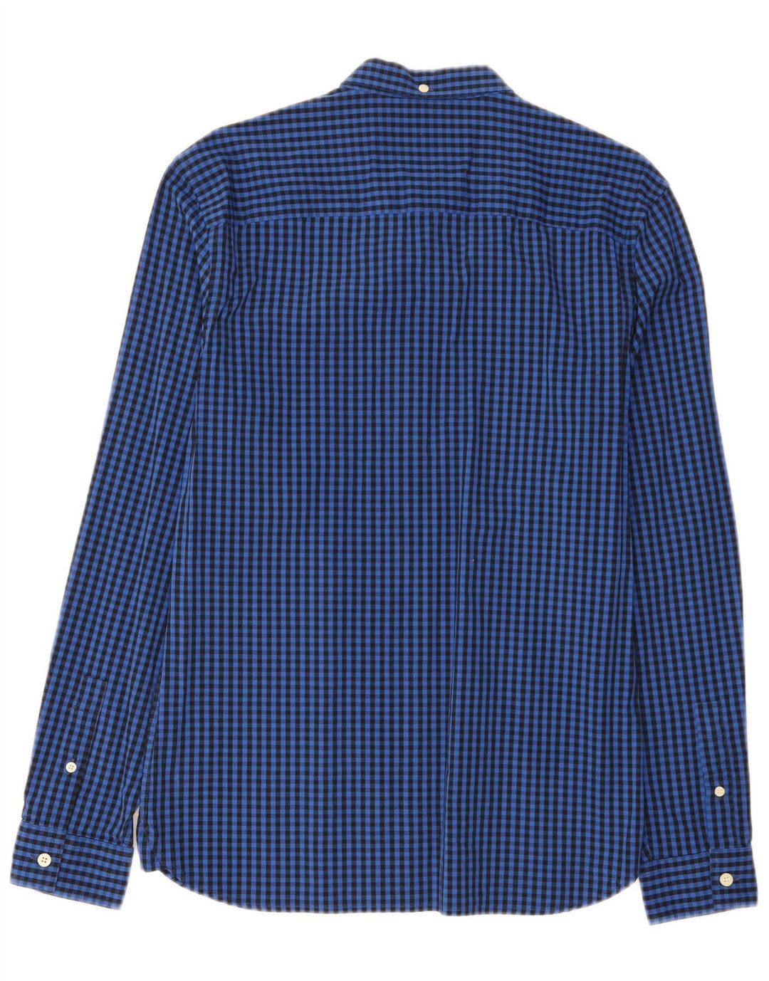 Camisa masculina slim fit Lyle & Scott de algodão guingão azul médio