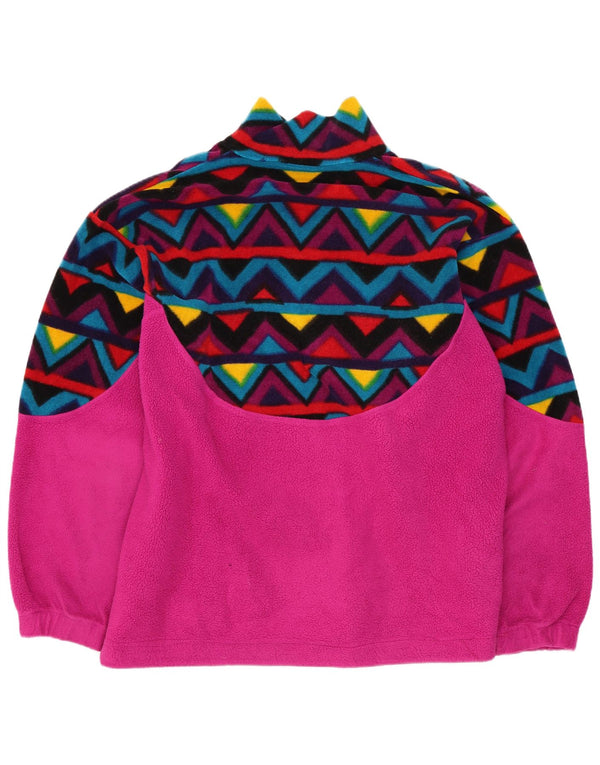 Jaqueta de lã feminina vintage UK 20 2XL rosa geométrica retrô