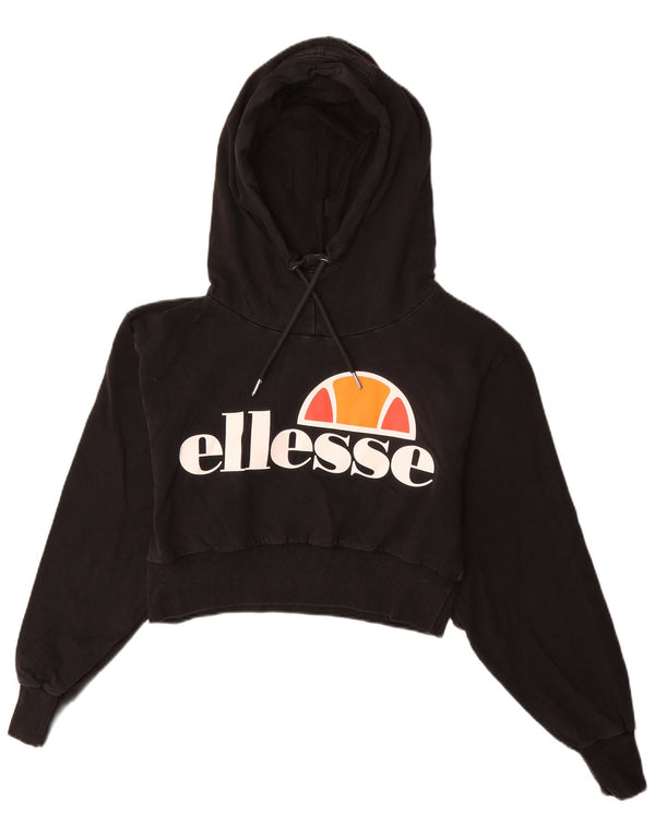 Suéter Ellesse feminino com capuz e estampa oversized UK 6 XS algodão preto