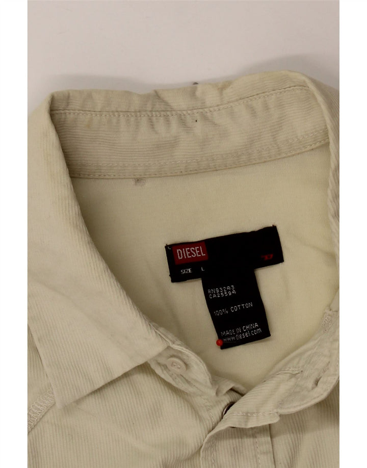 Camisa masculina diesel de veludo cotelê grande algodão bege