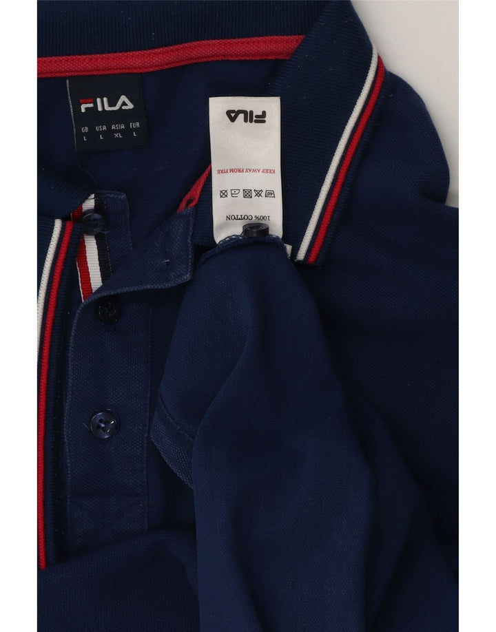 Camisa polo masculina FILA grande algodão azul marinho