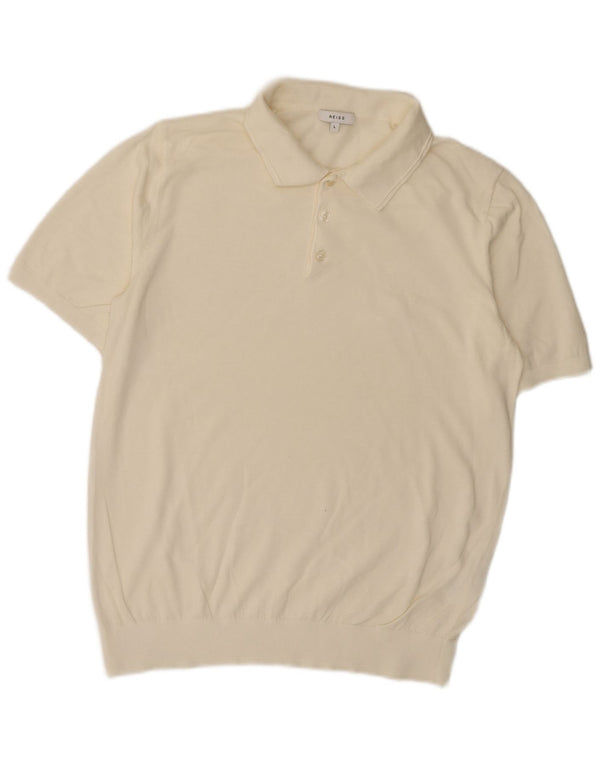 Camisa polo masculina Reiss grande algodão branco