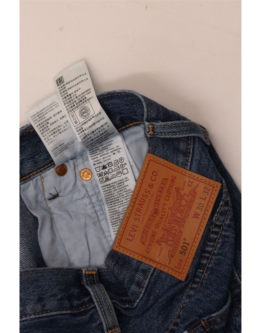 Levi's Masculino 501 Straight Jeans W30 L32 Azul Algodão