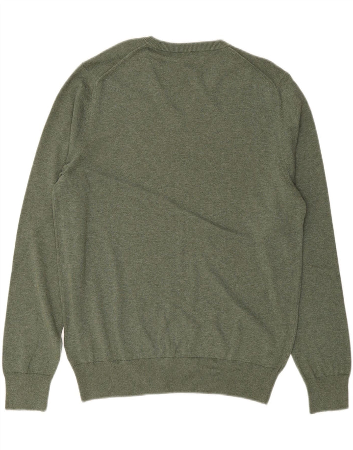 MARKS & SPENCER Suéter masculino com decote em V grande algodão verde