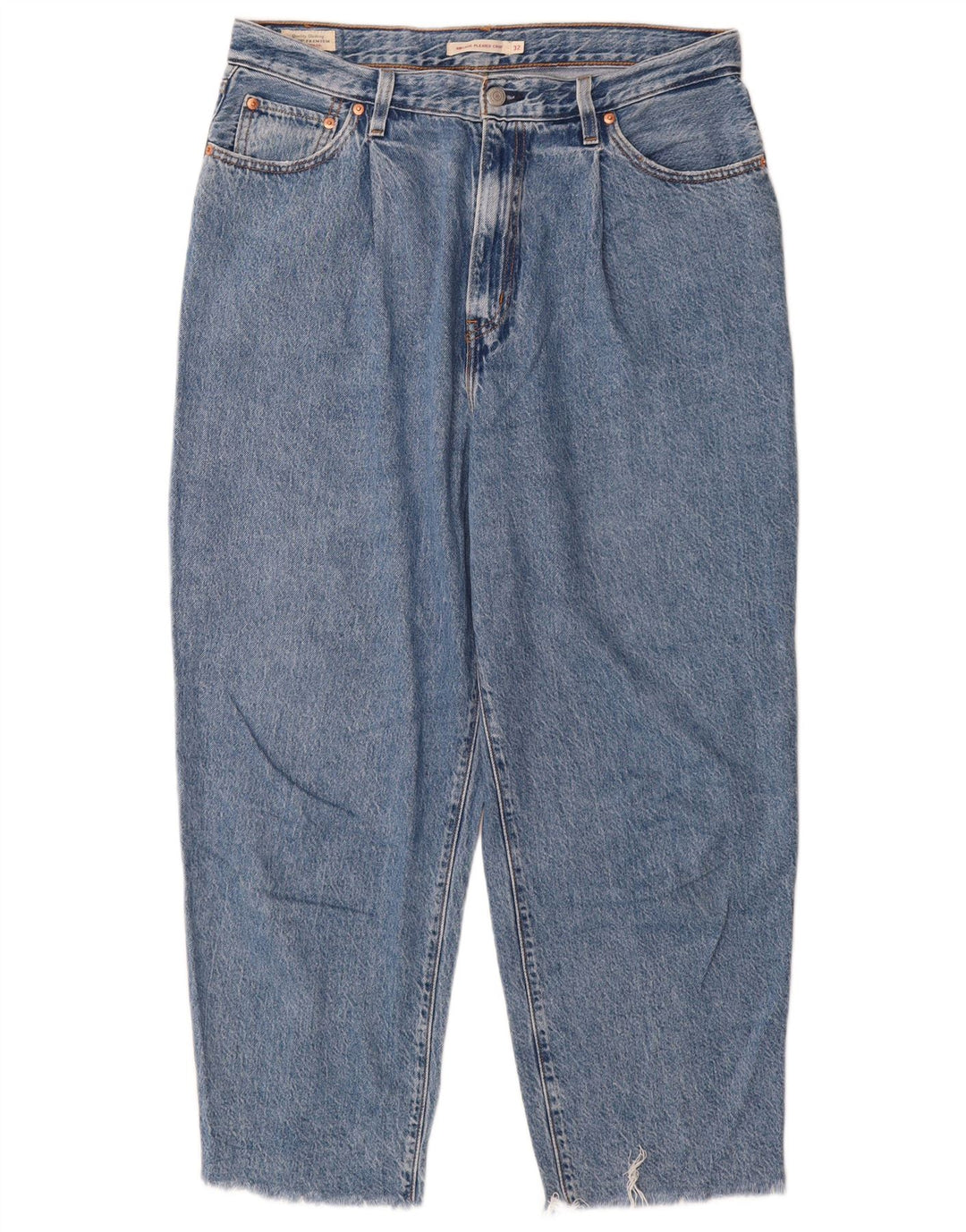 Jeans femininos Levi's Ribcage recortados W32 L27 algodão azul