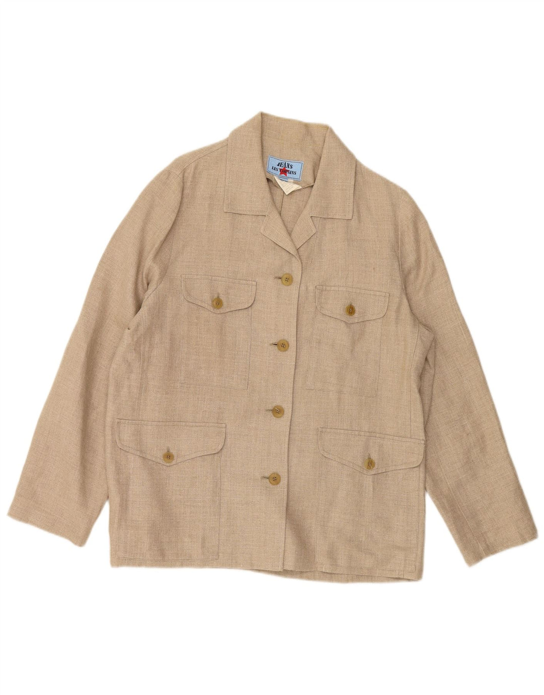 Jaqueta blazer feminina de 4 botões LES COPAINS IT 46 linho bege grande