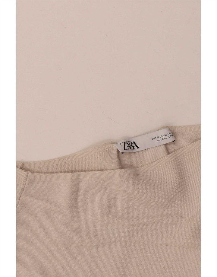 Zara Womens Off Ombro Top UK 12 Médio Branco