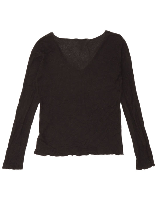 Top feminino Zara manga comprida UK 10 pequeno preto