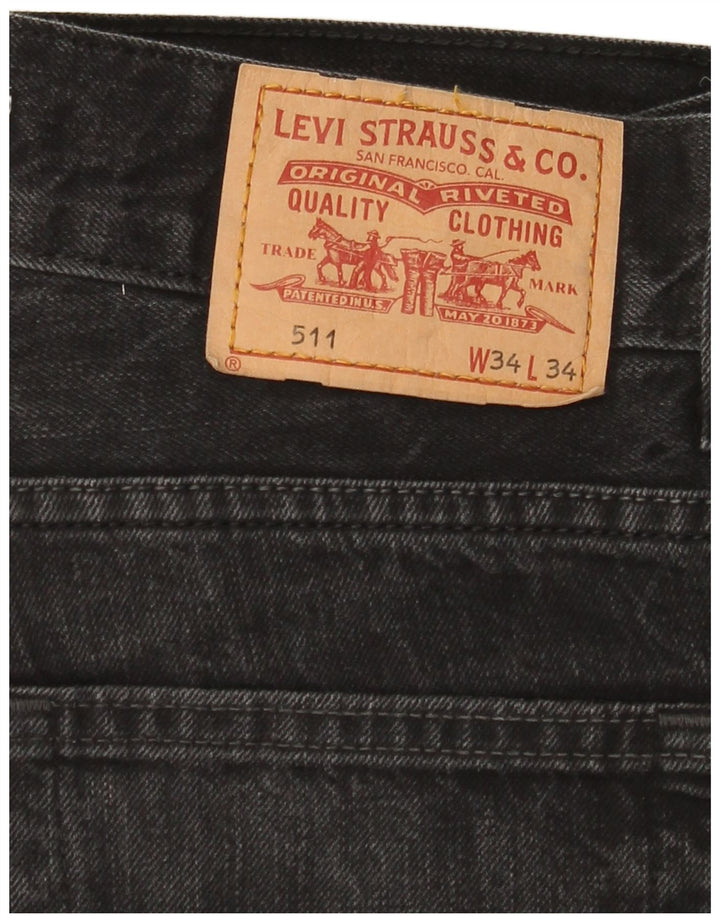 Levi's Masculino 511 Slim Jeans W34 L34 Algodão Preto