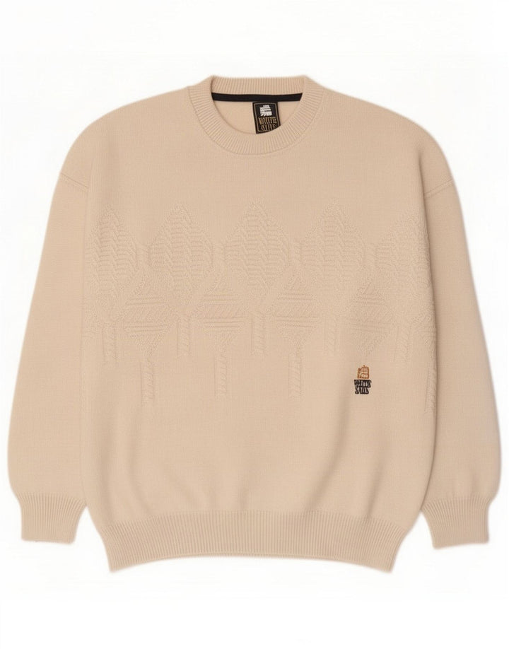 Suéter masculino com gola redonda White Sails Médio Bege Geométrico