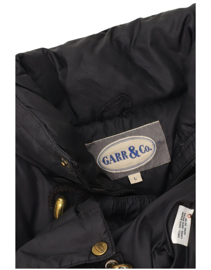 Jaqueta acolchoada com capuz masculina vintage UK 40 grande nylon preto