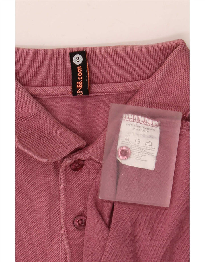 Camisa polo masculina Sun68 pequena de algodão cor de vinho