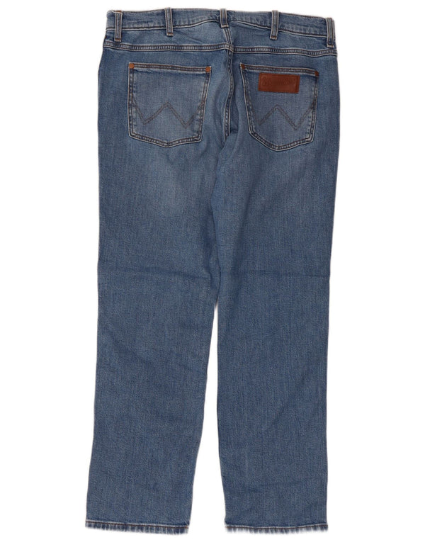 Wrangler Mens Greensboro Regular Straight Jeans W34 L30 Azul Algodão