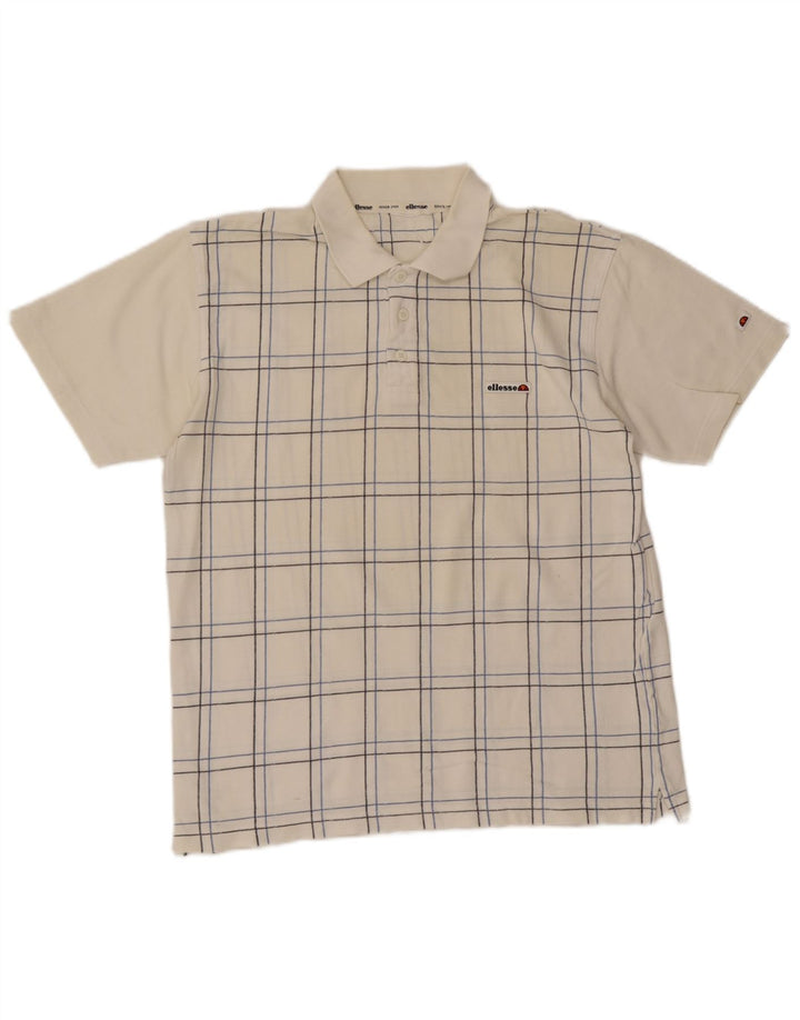 Camisa polo masculina Ellesse de algodão xadrez médio branco