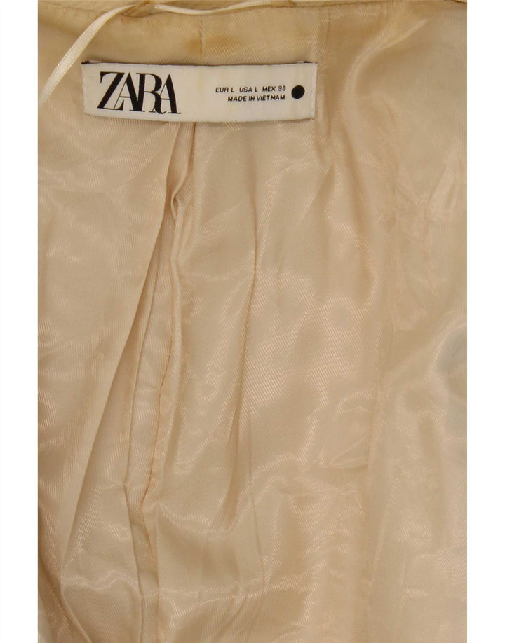 Sobretudo oversized feminino Zara UK 16 grande poliéster bege
