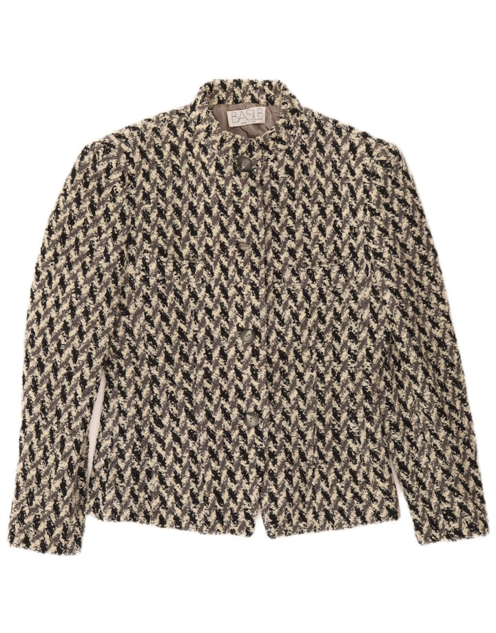 Jaqueta blazer feminina Basile com 4 botões IT 44 Viscose geométrica cinza médio