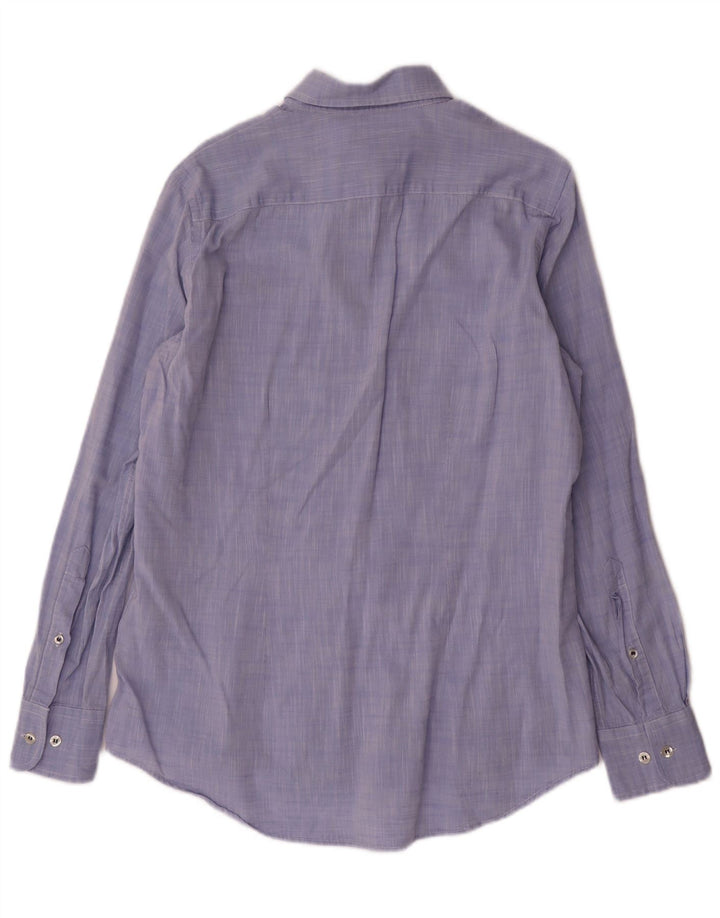 FRED PERRY Camisa masculina slim fit pequena de algodão azul