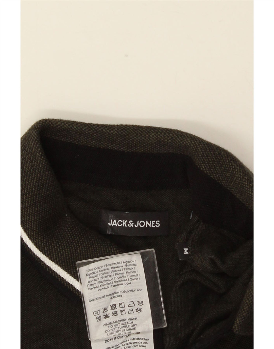 Camisa polo masculina JACK & JONES algodão listrado verde médio