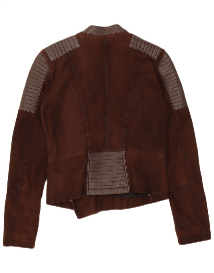 Jaqueta feminina de couro para motociclista no palco IT 38 XS marrom colorblock couro