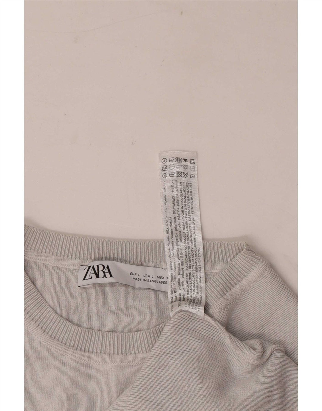 Zara Womens Crop Top UK 14 Grande Viscose Cinza