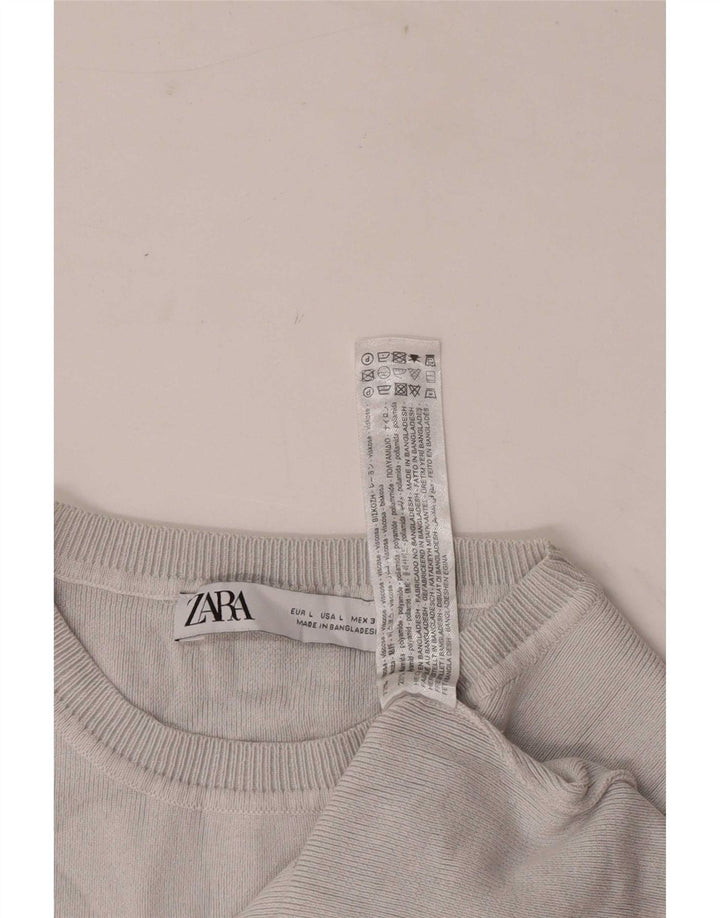 Zara Womens Crop Top UK 14 Grande Viscose Cinza
