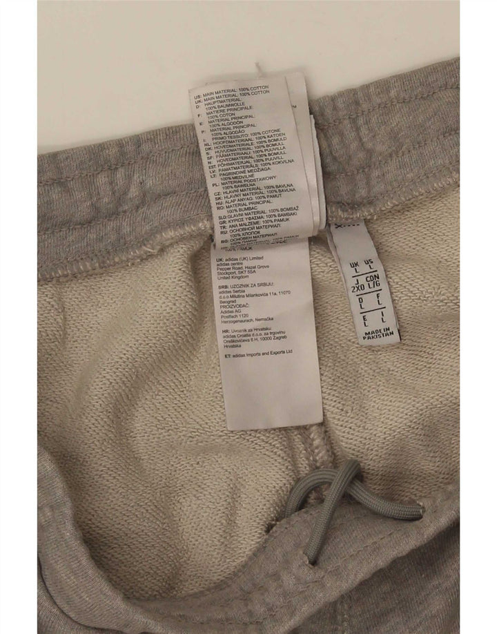 Shorts esportivos masculinos Adidas grande algodão listrado cinza