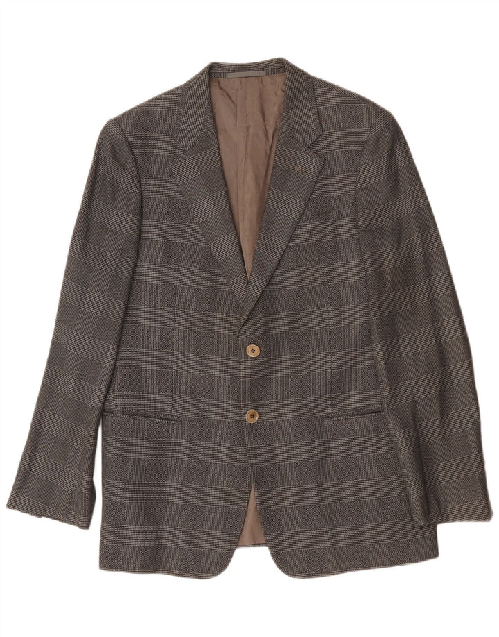 Jaqueta Blazer Masculina Armani com 2 Botões Reino Unido 38 Xadrez Cinza Médio