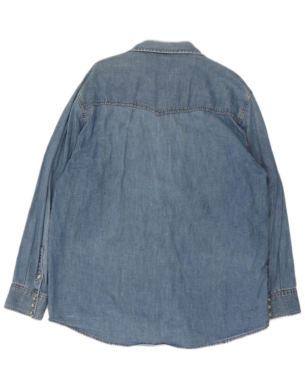 Camisa jeans masculina Lee grande algodão azul