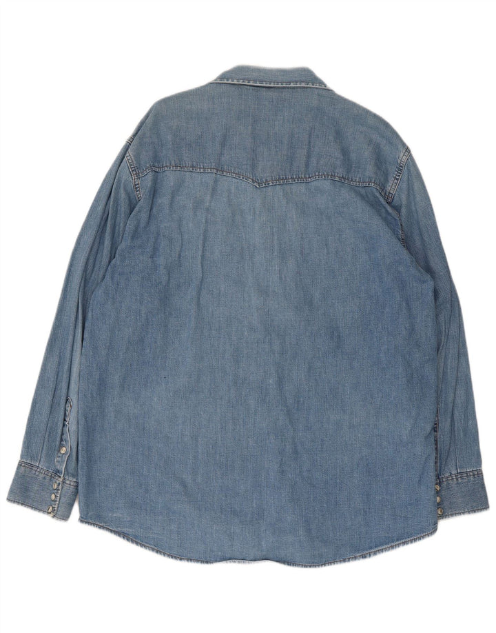 Camisa jeans masculina Lee grande algodão azul