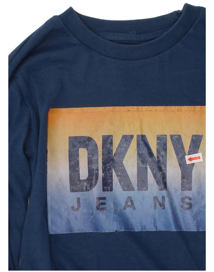 DKNY Boys Graphic Top manga comprida 5-6 anos azul marinho algodão