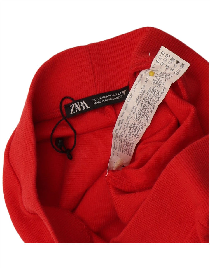 Leggings femininas Zara UK 12 algodão vermelho médio