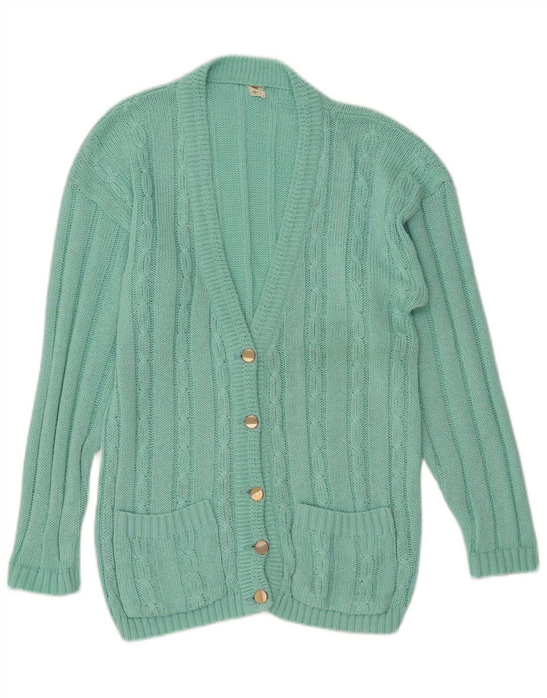Suéter Cardigan Feminino Vintage Reino Unido 14 Grande Verde